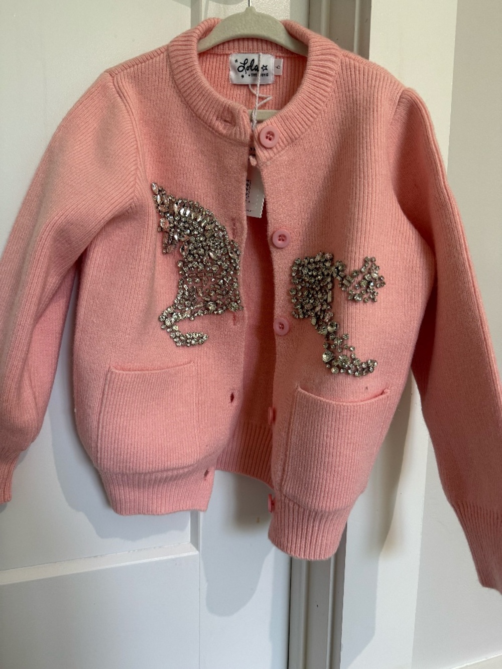 NEW Girls Lola & The Boys Pink Unicorn Gem Cardigan